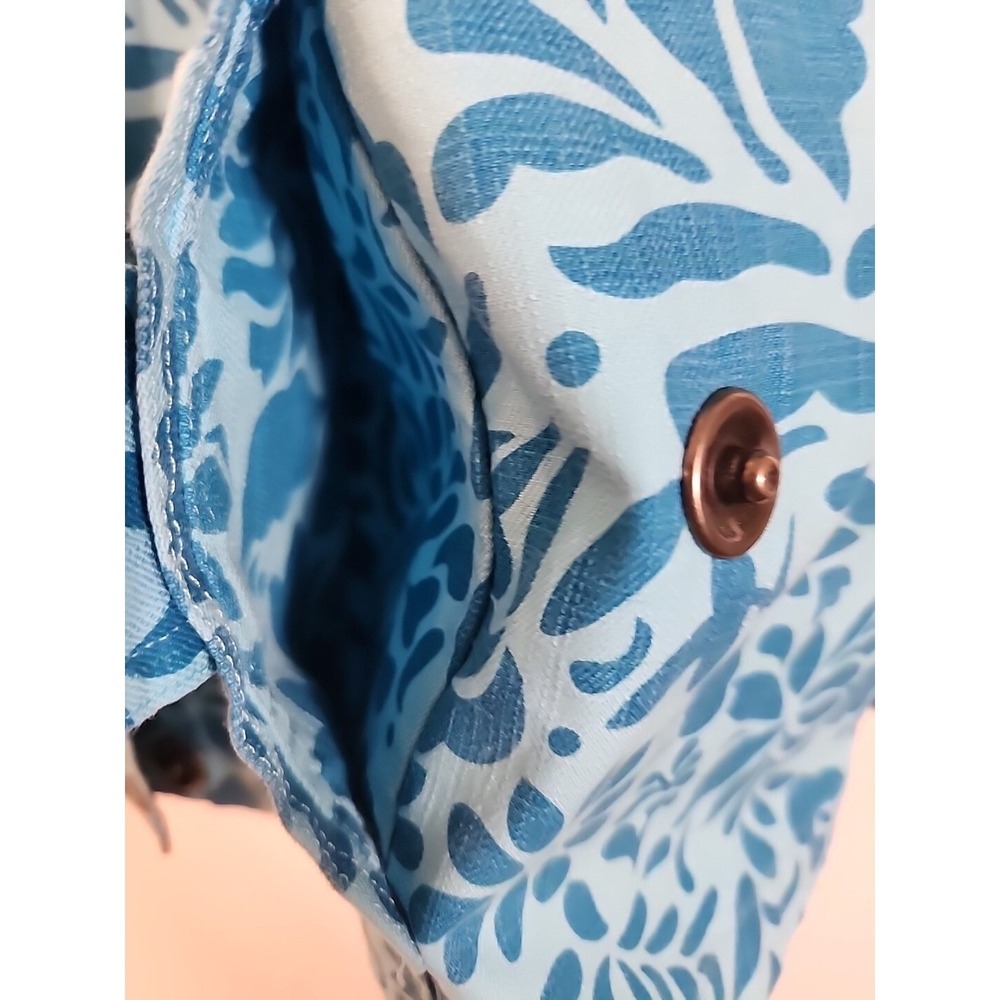 Coldwater Creek Floral‎ Jacket Long Sleeve Teal Blue Full Zip Lined Womens L - Picture 6 of 16